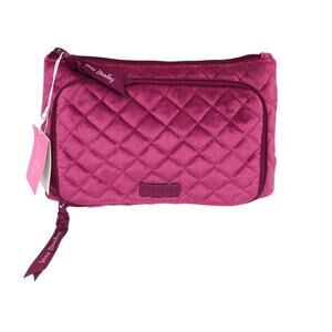 Vera Bradley Breast Cancer Magenta Quilted Velour Zippered Compact Organizer NWT